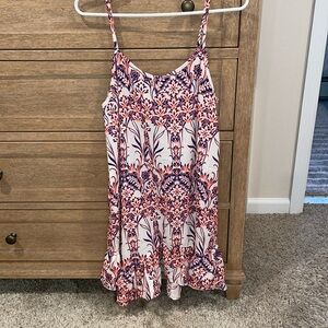 Aqua satin slip dress.